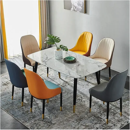 Miniatura 4 de Dining Chairs Modern Dining Room s Modern Simple Hotel PU Leather Dining s Soft Wrought Back Chair Desk Chair for Bedroom -Gris(Gris)
