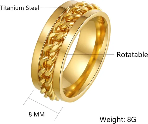 Miniatura 163 de Anillos giratorios para la ansiedad para hombre, anillos clásicos de cadena para mujeres y adultos, anillo de acero de titanio