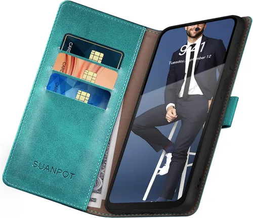 Miniatura 4 de SUANPOT Funda tipo cartera para Motorola Moto Edge 5G UW/Edge 2021 con bloqueo RFID, soporte para tarjetas de crédito, funda de piel sintética