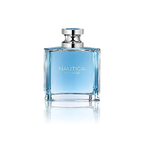 Nautica Voyage Eau De Toilette para hombre, aroma fresco, romántico y frutal, notas de madera y acuáticas de manzana, loto indio, madera de cedro y