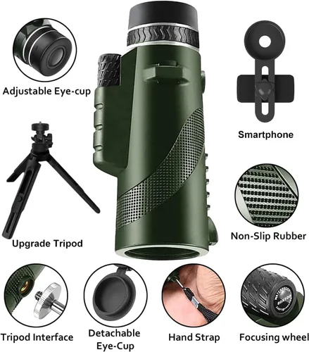 Miniatura 2 de Monocular-Telescopio 80x100 Monoculares de alta potencia de alta definición para adultos de alta potencia con adaptador de teléfono inteligente