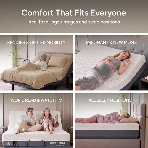 Miniatura 8 de SFE - Base de cama ajustable individual XL con colchón, espuma viscoelástica híbrida de 12 pulgadas, espacio libre, control remoto inalámbrico