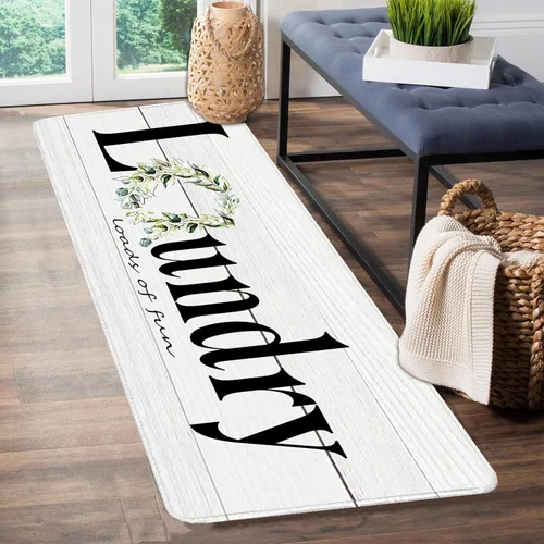 Miniatura 11 de Organización de la lavandería, 20 x 47 pulgadas, antideslizante para cuarto de lavado, tapete impermeable para el suelo de la cocina, tapete