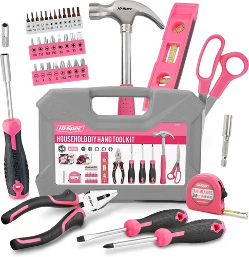 Hi-Spec Kit de herramientas, juego de herramientas manuales para el hogar general con caja de almacenamiento, kit de herramientas compacto todo en