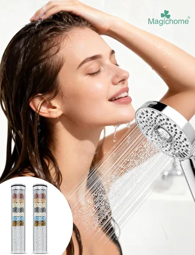 Miniatura 9 de Paquete de 2 filtros de repuesto para cabezal de ducha de mano, filtros suavizantes de agua para agua dura, elimina el cloro, reduce la picazón