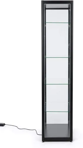 Miniatura 3 de Displays2go Vitrinas de 2 pies de ancho con iluminación de esquina - Negro (DCKDMT24B)