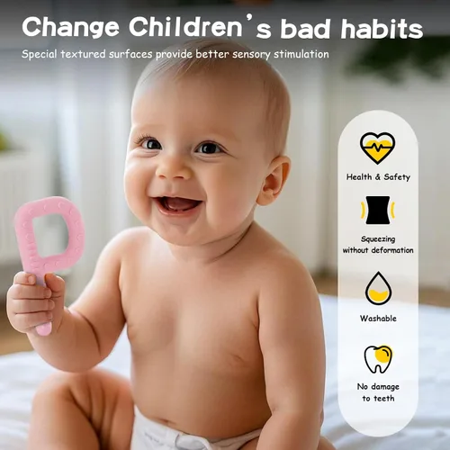 Miniatura 5 de Juguetes sensoriales para masticar para niños autistas, paquete de 4 juguetes de dentición en forma de P, mordedores de bebé, juguetes para masticar
