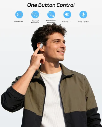 Miniatura 6 de SANOTO Auriculares de oreja abierta, auriculares Bluetooth con pantalla digital inteligente, auriculares abiertos con ganchos para los oídos, tiempo