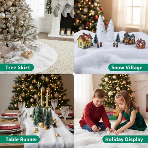 Miniatura 4 de PREXTEX Rollo de nieve artificial – Pelusa grande para exhibiciones de pueblo de Navidad, decoración de mesa de 94 x 31 pulgadas y escenas de fiesta
