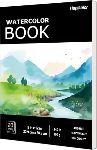 Bloc de papel de acuarela, papel de acuarela de 9 x 12 pulgadas, libro de papel de dibujo de pintura de artista de 140 libras/10.58 oz/m²,