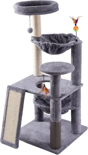 Miniatura 2 de Árbol para gatos de varios niveles para gatos de interior, torre de árbol para gatos con hamaca para gatos grandes y cepillo de autoaseo, torre