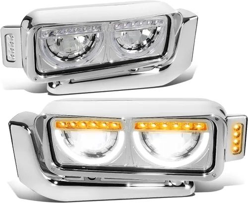 Miniatura 11 de DNA MOTORING HL-HAY-033-BK Par de faros delanteros LED con anillo de halo tipo U y reflector, ángulo amplio, compatible con Peterbilt 359