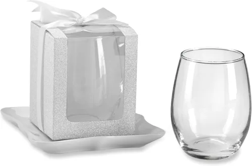 Miniatura 12 de Kate Aspen, Caja de regalo dorada brillante, regalo o recuerdo de fiesta, puede contener copas de vino sin tallo de 9 onzas (juego de 12)