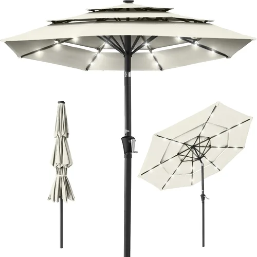 Miniatura 36 de Best Choice Products - Sombrilla solar de 10 pies de 3 niveles para patio, sombrilla de sol para exteriores, mercado, patio trasero, terraza, junto