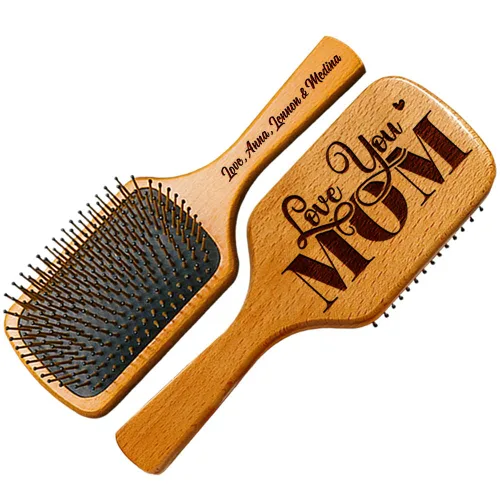 Miniatura 15 de Cepillo de pelo de bambú personalizado, peine con nombre personalizado para mujeres, regalos de cumpleaños de Navidad para mamá, esposa, abuela