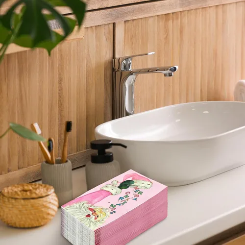 Miniatura 6 de 80 servilletas de papel desechables de Papá Noel con texto en inglés "Merry Christmas" para invitados de Navidad, para decoración de mesa de baño