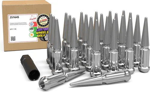 Miniatura 11 de Wheel Accessories Parts 32 Piezas Tuercas M14x1.5 14x1.5 Rosca con Púas de 4.4" de Largo Tuercas Rojas para Camión Spline Hex Compatible con Chevy