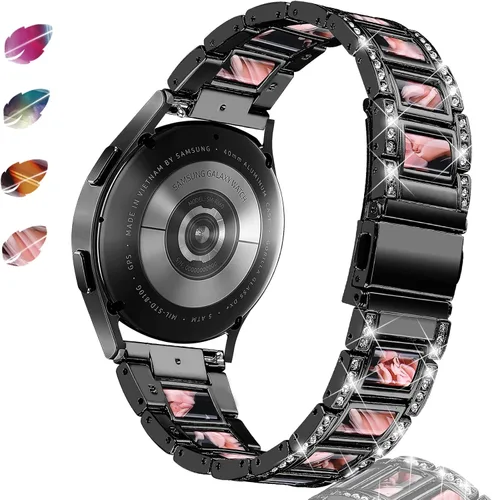 NINKI Correa brillante compatible con Samsung Galaxy Watch 7/6/5/4 FE 1.575 in 1.732 in Classic 1.693 in 1.850 in/Classic 1.654 in 1.811 in/Active 2