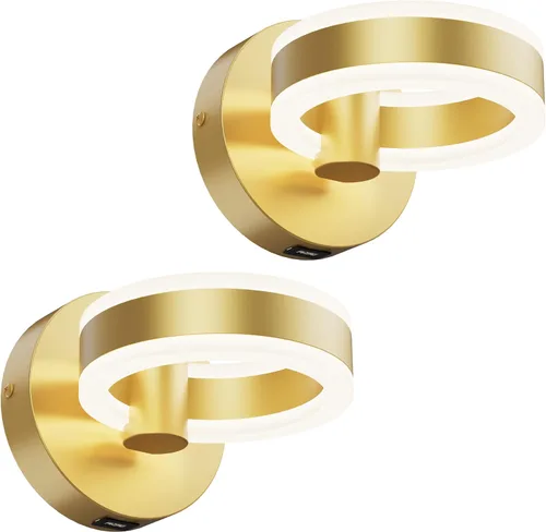 Miniatura 8 de Apliques de pared LED con interruptor de encendido/apagado, accesorios de pared con cable giratorio blanco, puerto de carga USB integrado