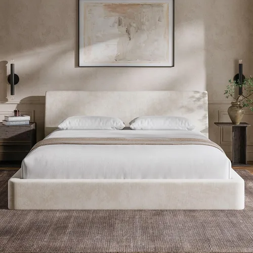 Miniatura 11 de RECCI AirFrame - Base de cama tamaño King con cabecera ergonómica acolchada de espuma en ángulo, marco de cama de plataforma de diseño minimalista