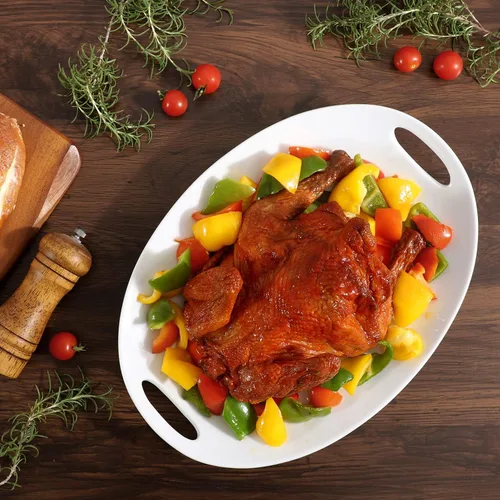 Miniatura 7 de Buyajuju Plato de porcelana con asas, platos para servir de 14 pulgadas para entretener, bandeja ovalada para ensalada, guiso, frutas y pasta, juego
