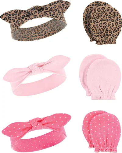 Miniatura 80 de Hudson Baby Conjunto de diadema de algodón y manoplas para rascar para bebé