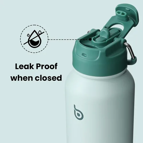 Miniatura 4 de BOTTLE BOTTLE Botella de agua deportiva de acero inoxidable de 32oz con aislamiento, botella de agua con pajita con diseño de tapa de doble uso