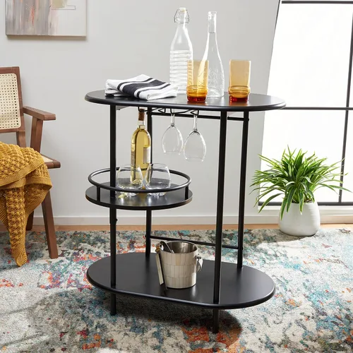 Miniatura 3 de SAFAVIEH Home Collection Iva - Mesa giratoria de 3 niveles, color negro mate