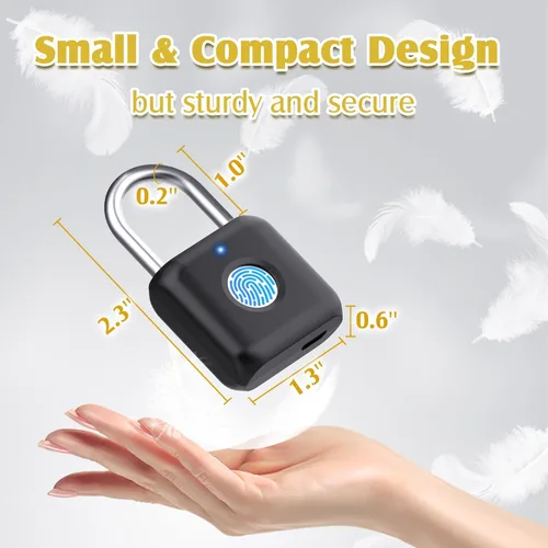 Miniatura 6 de Candado de Huella Dactilar, Pothunder Candado Inteligente, Cerradura para Casillero, Cerradura de Huella Dactilar con Desbloqueo por APP, Recargable