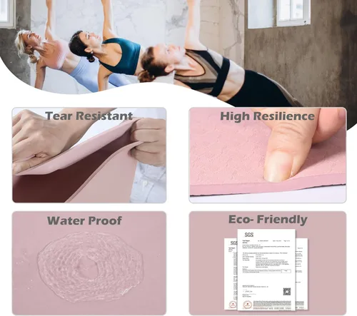 Miniatura 3 de Alfombrilla de yoga antideslizante, esterillas de fitness de pilates, ecológicas, antidesgarros, de 1/4 de pulgada de grosor, esterillas de yoga