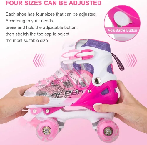 Miniatura 6 de Patines en línea ajustables para niñas y mujeres, todas las 8 ruedas de los patines de niña brillan, iluminación segura y divertida para niños A-Rosa