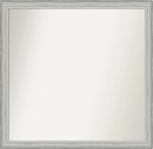Miniatura 366 de Amanti Art Espejo de baño plateado para sobre fregadero, 25 x 25 pulgadas, espejo de tocador cuadrado estrecho de níquel cepillado, marco de madera