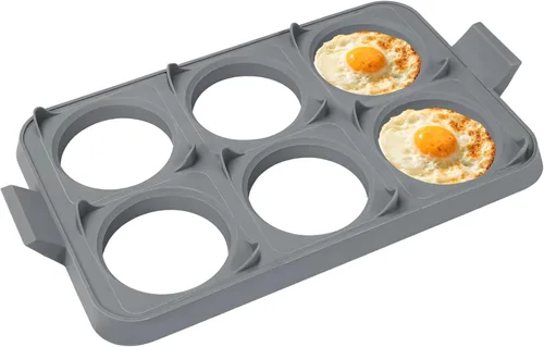 Moldes de silicona para huevos, anillos antiadherentes de 6 agujeros para freír huevos, compatible con utensilios de cocina Blackstone, bandeja