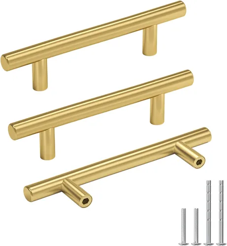 Miniatura 12 de Goldenwarm Paquete de 15 manijas doradas de 2-1/2 pulgadas, tiradores de gabinete de latón cepillado, manijas doradas para cajones de cocina