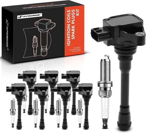A-Premium Juego de 8 paquetes de bobinas de encendido y bujías de iridio compatibles con Nissan TITAN 2017-2020, TITAN XD 2016-2020, NV2500