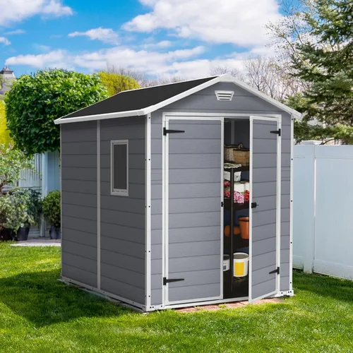 Miniatura 5 de Cobertizo de almacenamiento Keter Manor al aire libre, Gris/Blanco