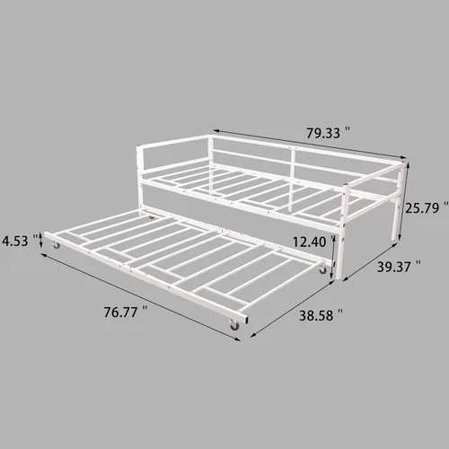 Miniatura 2 de HOMERECOMMEND Sofá cama individual con nido, sofá cama de metal tamaño individual con nido extraíble, sofá cama con soporte de listones de acero