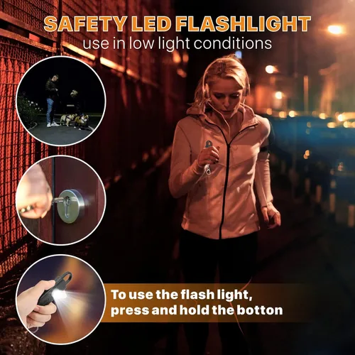 Miniatura 4 de Alarma personal de sonido seguro, paquete de 2 con sirena de 130 dB, alarma de seguridad de emergencia con luz LED estroboscópica, llavero de sirena