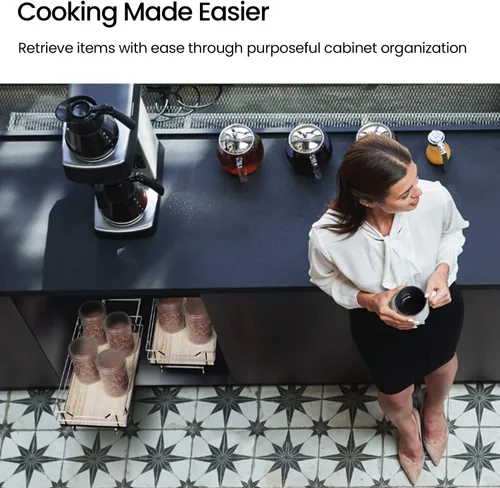 Miniatura 6 de Home Zone Living Organizador de armario de cocina extraíble con cajón deslizante para ahorrar espacio, 11 pulgadas de ancho x 21 pulgadas de largo