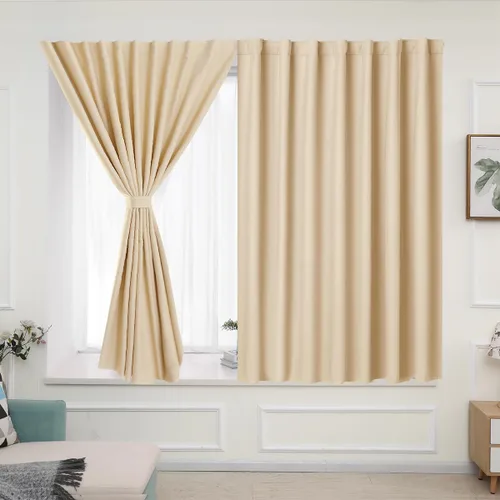 Miniatura 2 de Muamar Cortinas opacas sin taladro, paneles de cortina para ventana fáciles de instalar, juego de 2 paneles de cortinas portátiles para dormitorio
