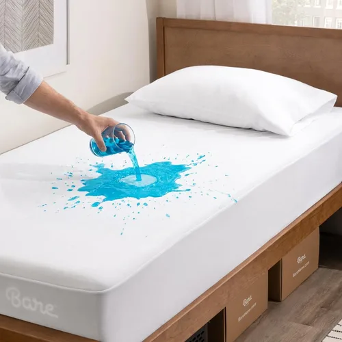 Miniatura 17 de Bare Home Protector de colchón acolchado impermeable Twin – Almohadilla de colchón refrescante – Protege contra derrames – Fácil lavado – Funda