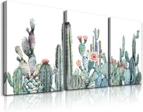 Lienzo decorativo para pared de dormitorio, sala de estar, impresiones en lienzo, obras de arte, decoración de pared de baño, plantas verdes, Verde