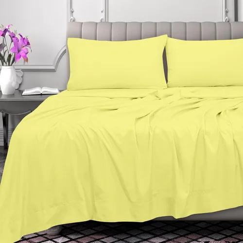 Miniatura 2 de Royale Linens Sábana Plana de Algodón Peinado de Fibra Larga 100% con 300 Hilos - Súper Suave - Sábanas Superiores - Sábana Plana King Se Vende Por