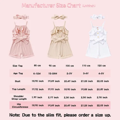 Miniatura 7 de CETEPY Ropa de bebé niña pequeña trajes de verano sin mangas overol halter de una pieza diadema