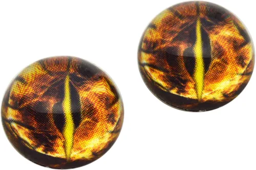 Juego de 2 figuras de dragón fractal amarillo de media esfera, ojos de cristal, fantasía, taxidermia, arte para hacer muñecas, escultura o joyería,