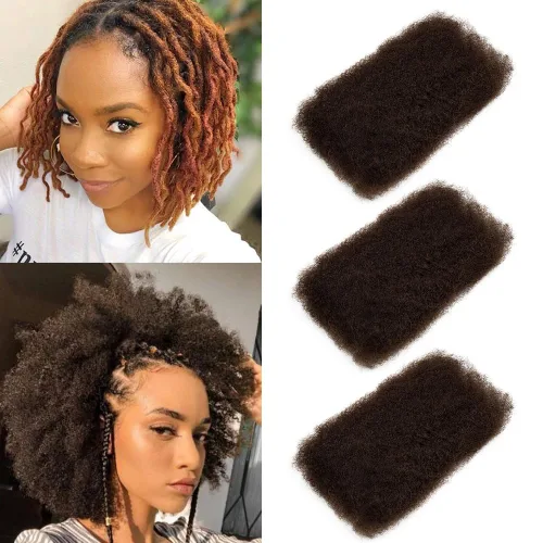 Miniatura 30 de FASHION IDOL Afro Kinkys - Cabello humano a granel para extensiones de rastas, reparación de Loc, trenzado, giro apretado, cabello humano afro