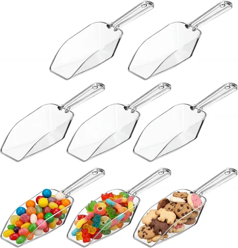 HESTYA 8 cucharadas de plástico transparente multiusos para dulces, bufé, acrílico, cocina, hielo, palomitas de maíz para proteínas en polvo,