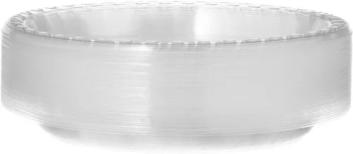 Miniatura 2 de Platos llanos de 9 pulgadas de plástico transparente, desechable, resistente, ideal para bodas, catering, fiestas, bufés, eventos o uso diario, 1