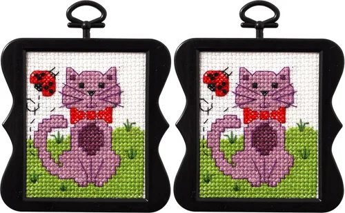 Miniatura 6 de Bucilla 46309E My First Stitch - Kit de punto de cruz, 3 pulgadas, gato