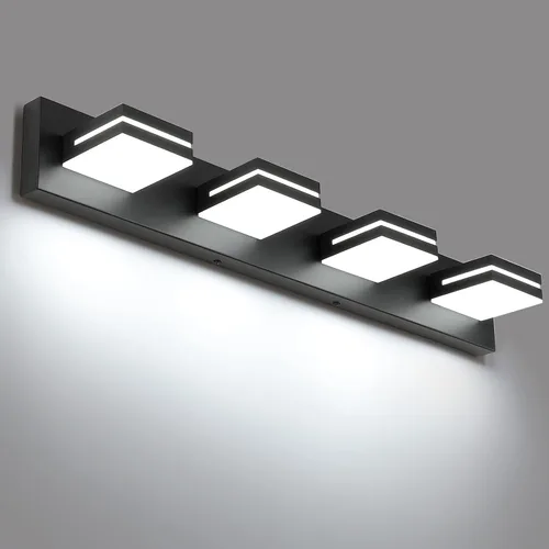 Miniatura 37 de SineRise - Lámpara LED para tocador de baño - Moderna lámpara de acrílico con acabado cromado para iluminación de pared sobre el espejo - 2 luces